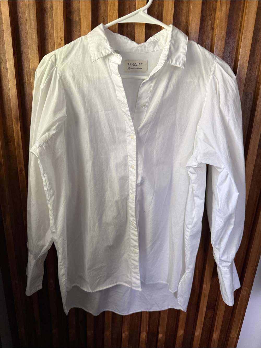 Anthropologie X selected Femme Relaxed Puff Shoulder Deep Slit Shirt. 34/ US 4 - Picture 1 of 7